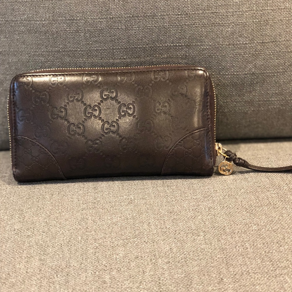 Gucci Guccissima Brown Leather Long Wallet